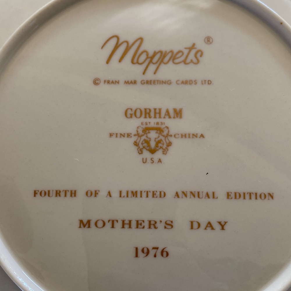 1976 Mother’s Day Fran Mar Moppets Collectible Plate. - Picture 4 of 5
